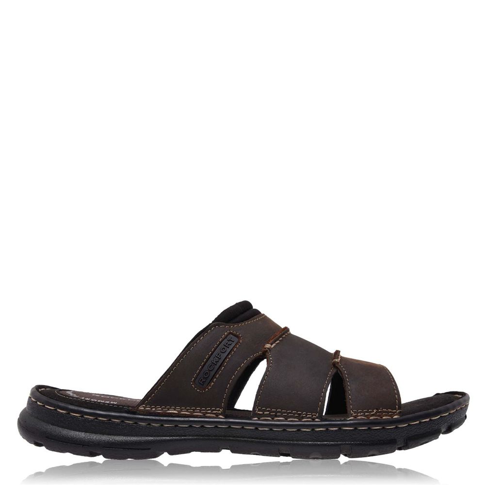 Rockport Darwyn Sliders - Mens Sandals - Brown - NZ (ESZ-674819)